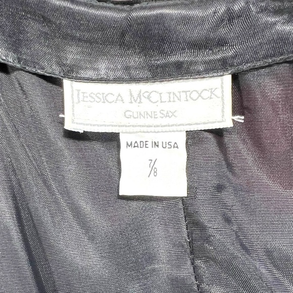 Jessica McClintock GUNNE SAX Vintage Black Velvet Gold Glitter Strapless Dress - Picture 4 of 8